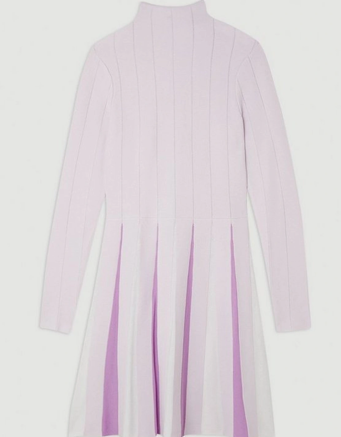 Viscose Blend Colour Blocked Pleated Knit Skater Dress