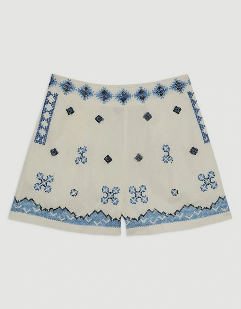 Cotton Embroidered Woven Shorts