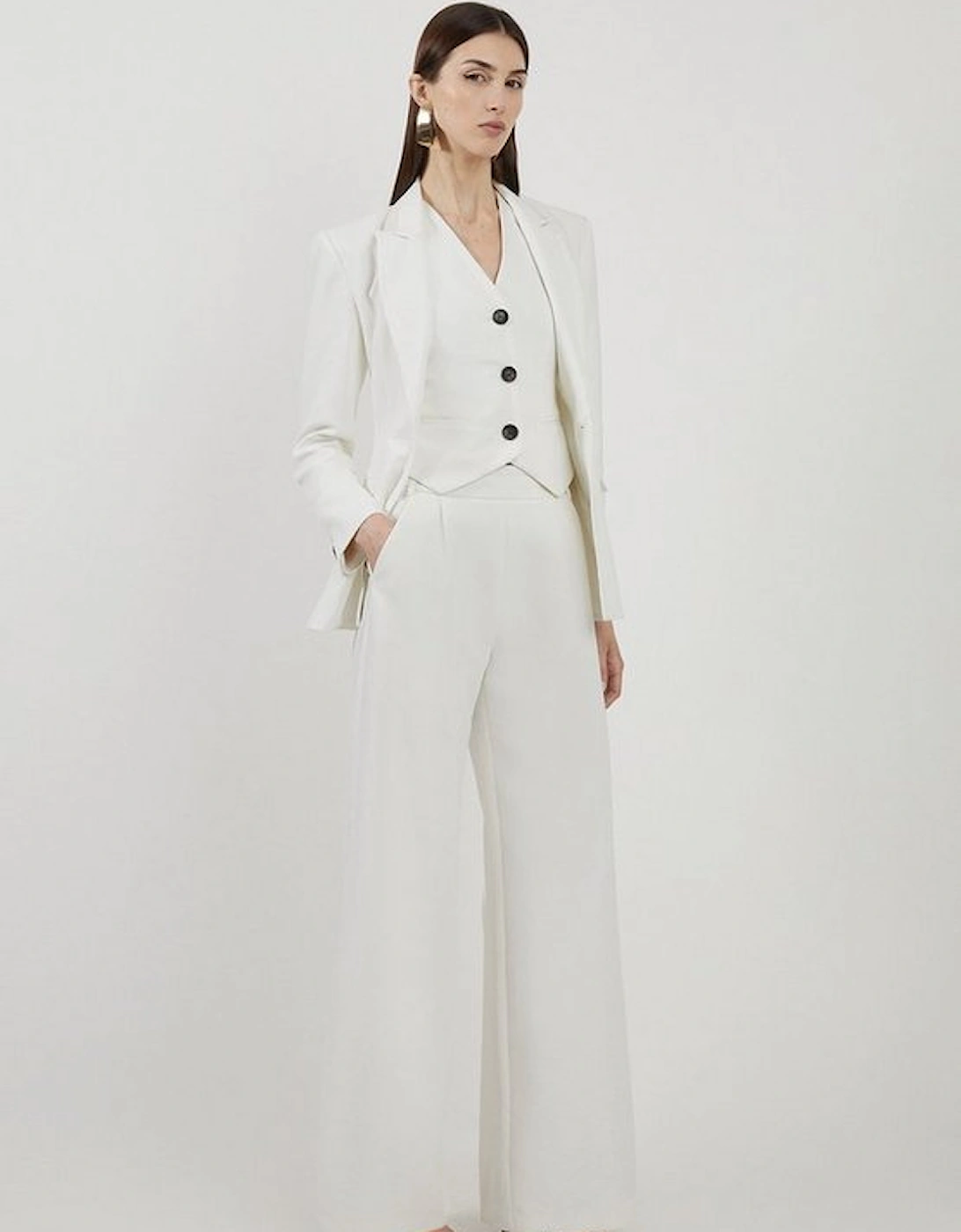 Clean Tailored Grosgrain Tipped Wide Leg Trousers, 5 of 4