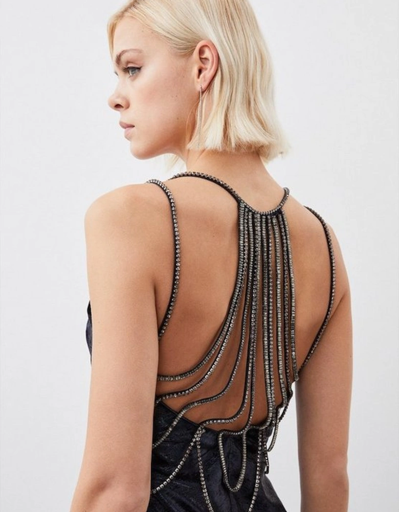 Premium Metallic Diamante Detail Woven Midaxi Dress