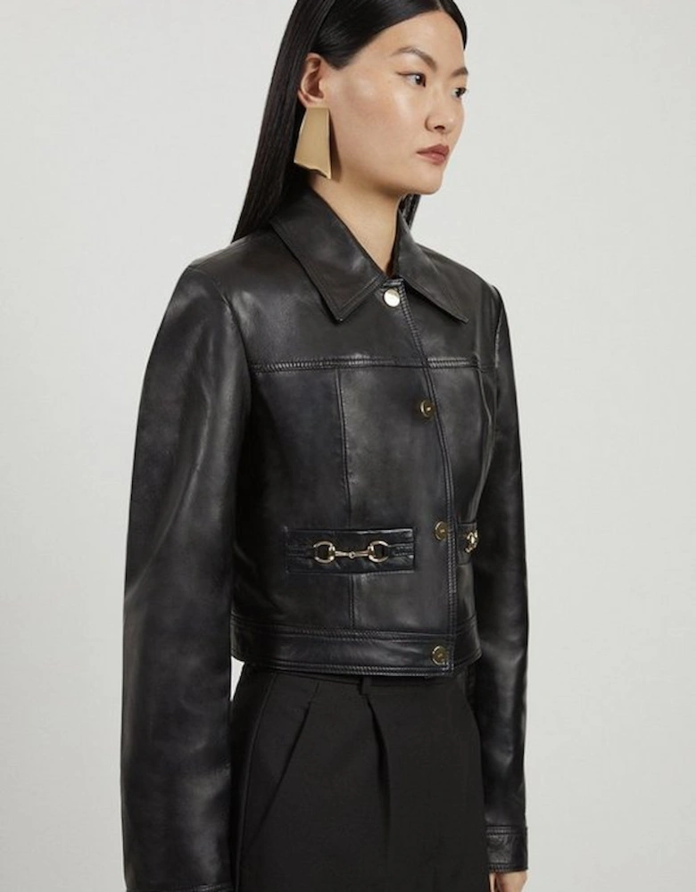 Leather Snaffle Trim Jacket