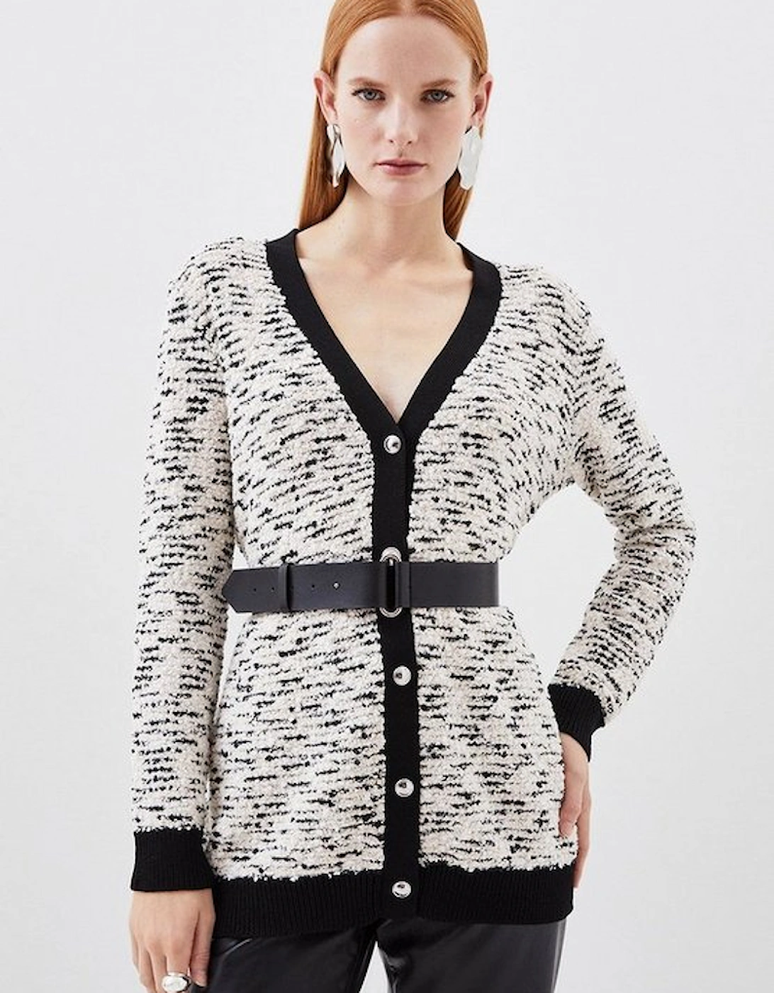 Jacquard Knit Belted Cardigan, 5 of 4