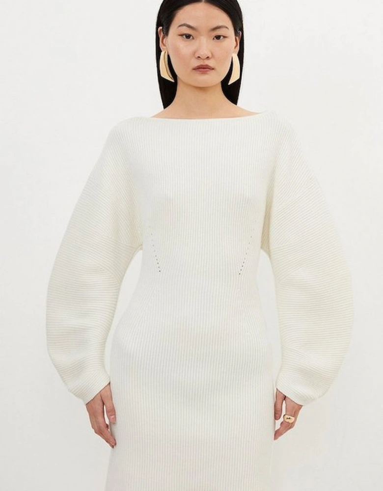 Viscose Blend Round Sleeve Knit Mini Dress