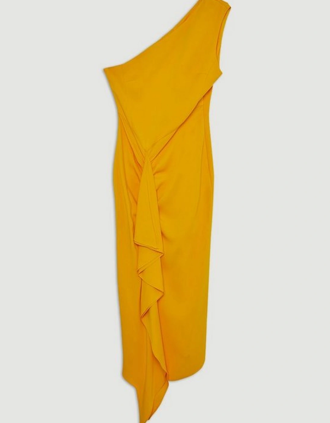 Compact Viscose Tailored One Shoulder Drape Front Pencil Dress