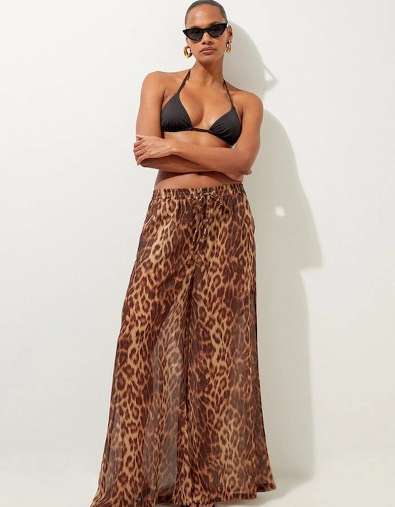 Cheetah Print Georgette Beach Trousers