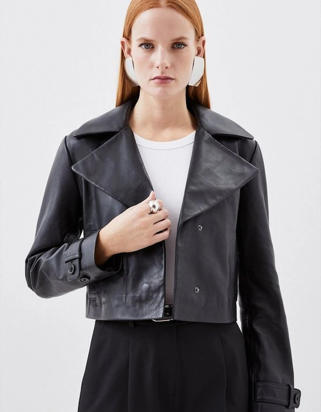 Leather Crop Trench Jacket, 5 of 4