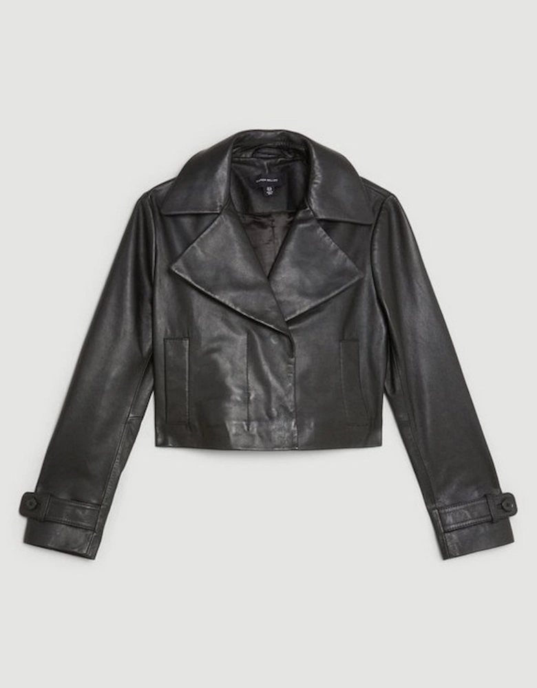 Leather Crop Trench Jacket