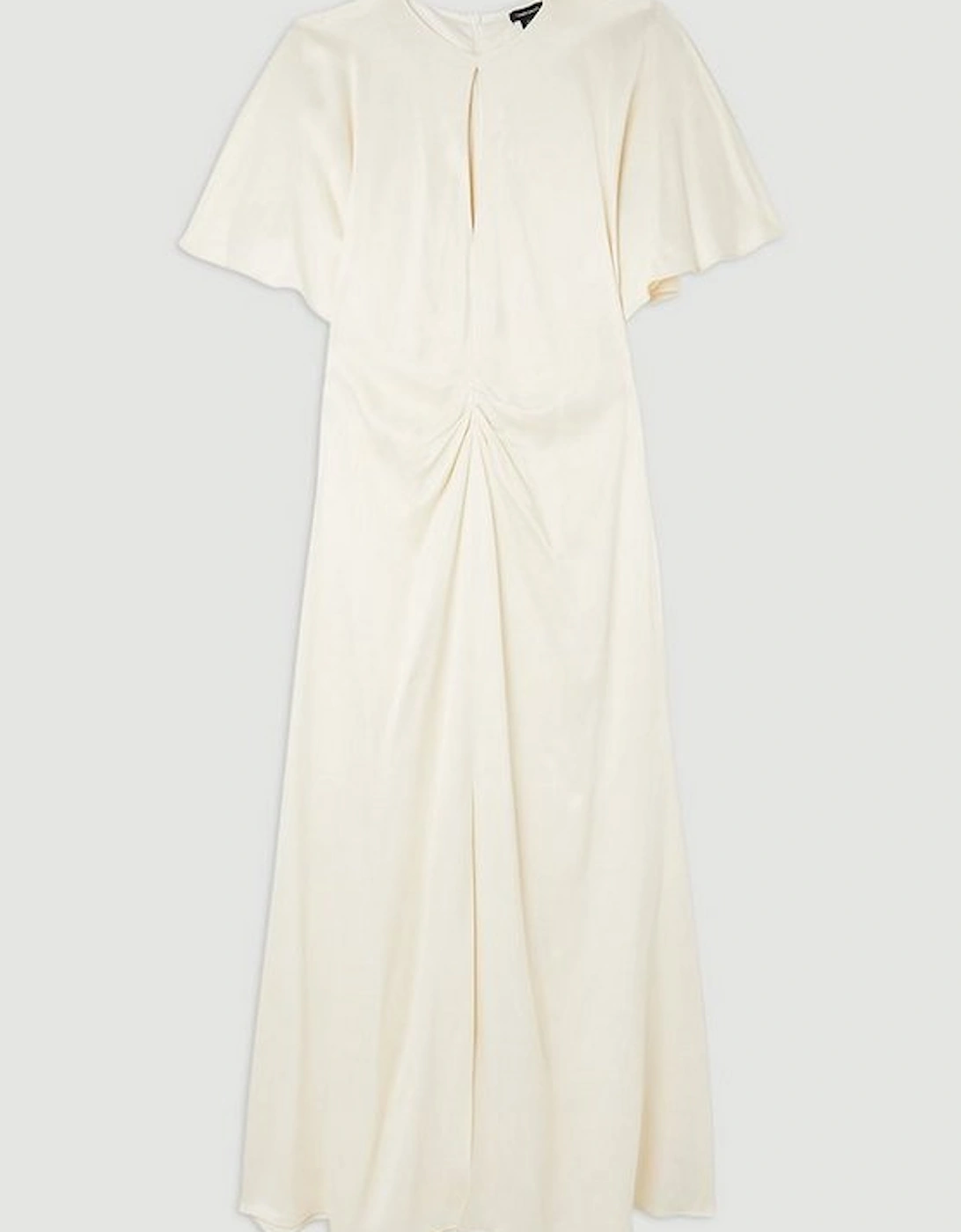 Satin Crepe Woven Angel Sleeve Midi Dress