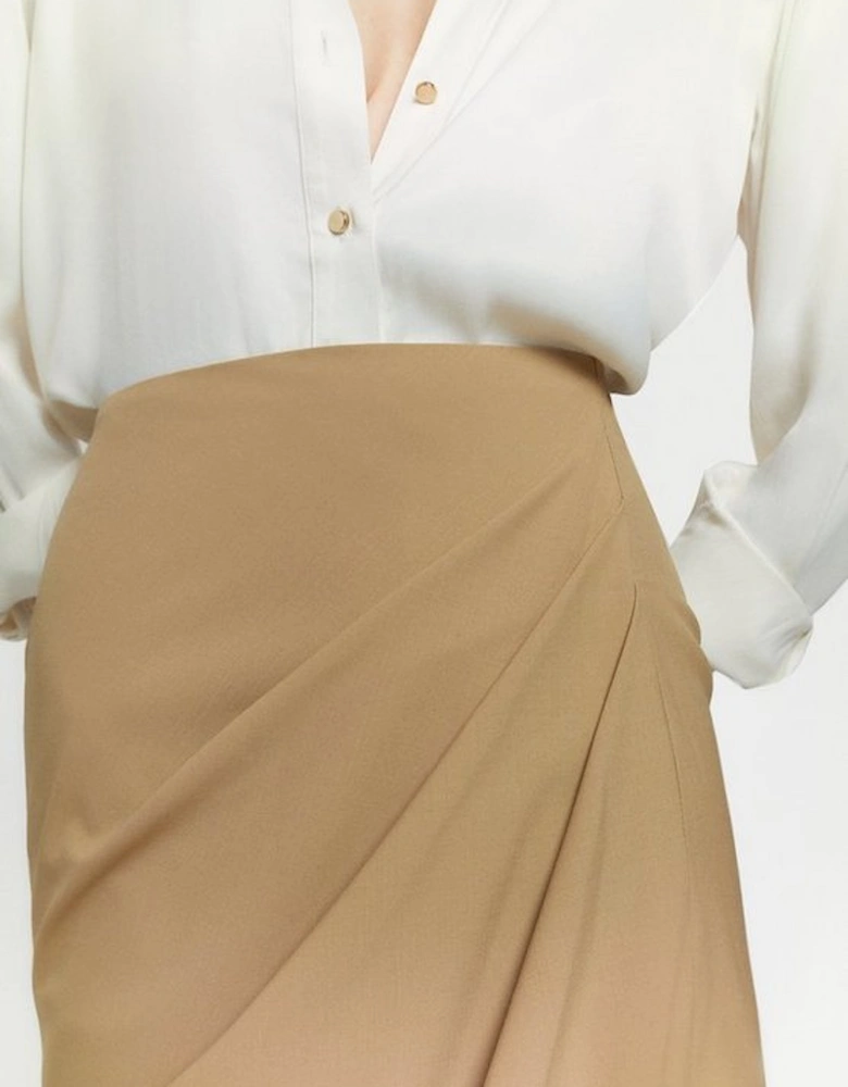 Wool Blend Drape Detail Midaxi Skirt