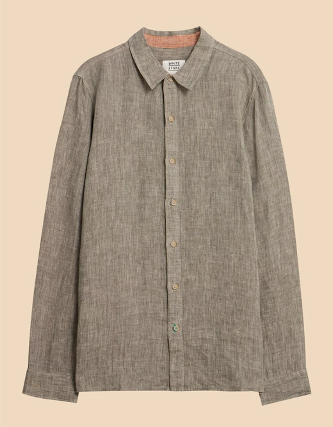 Men's Pembroke Long Sleeve Linen Shirt Khaki Green
