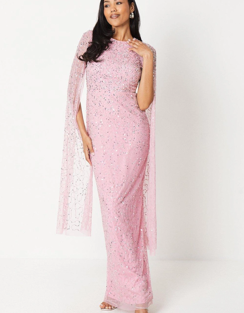 Cap Sleeve Embellished Gown