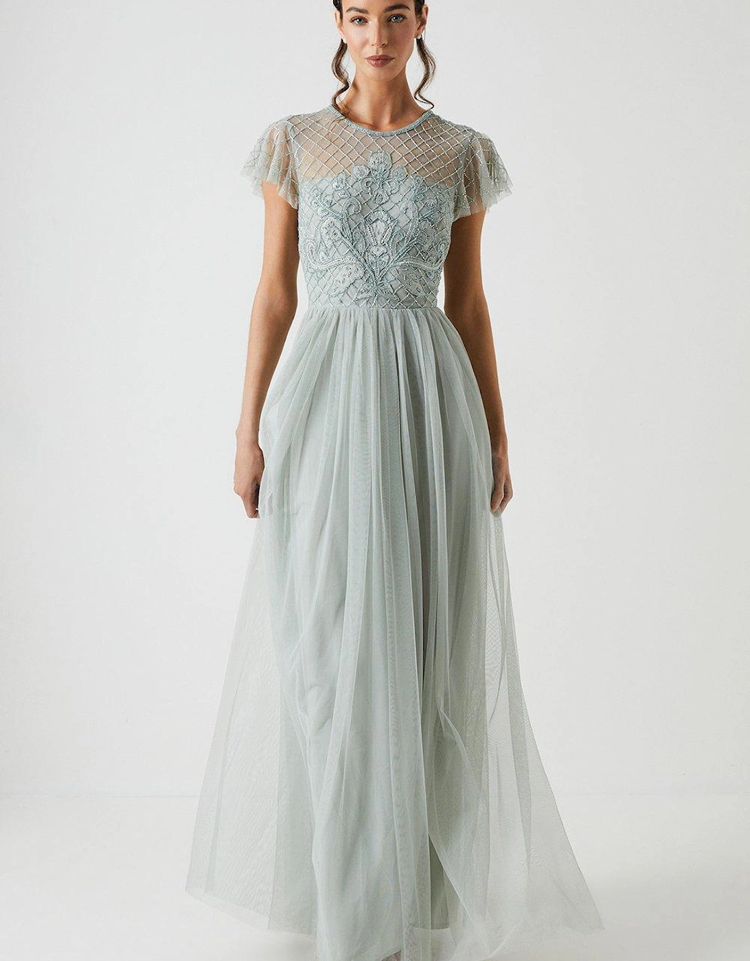 Baroque Embellished Angel Sleeve Two In One Bridesmaids Dress, 6 of 5