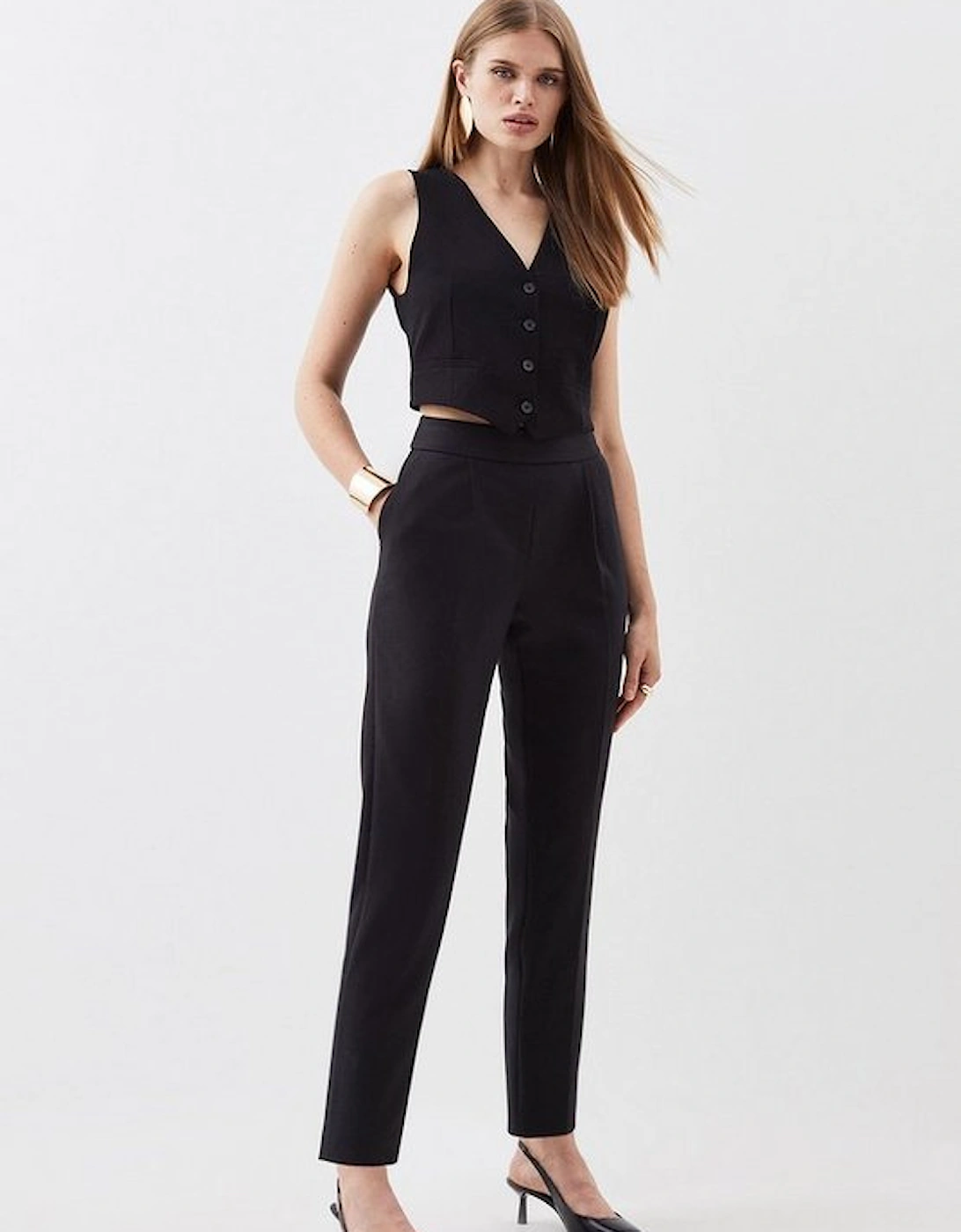 Compact Stretch High Waist Tailored Trousers, 5 of 4