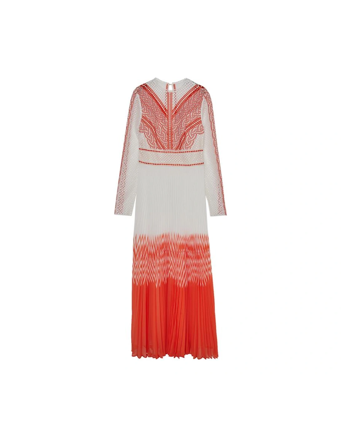 Guipure Lace Pleated Printed Woven Maxi Dress