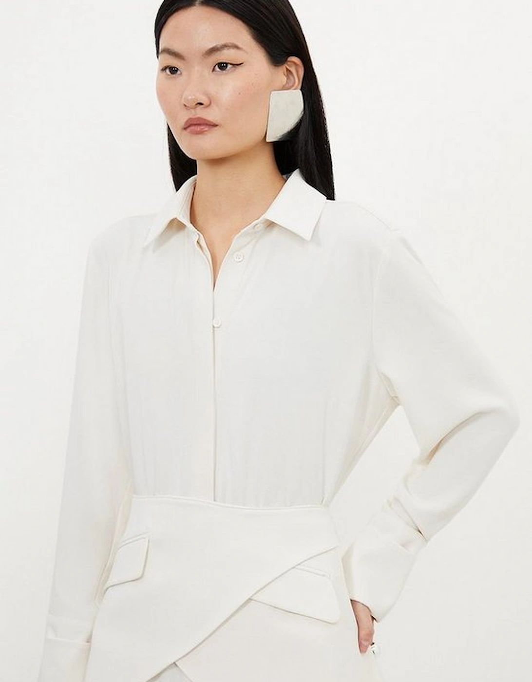 Petite Soft Tailored Belted Maxi Shirt Dress