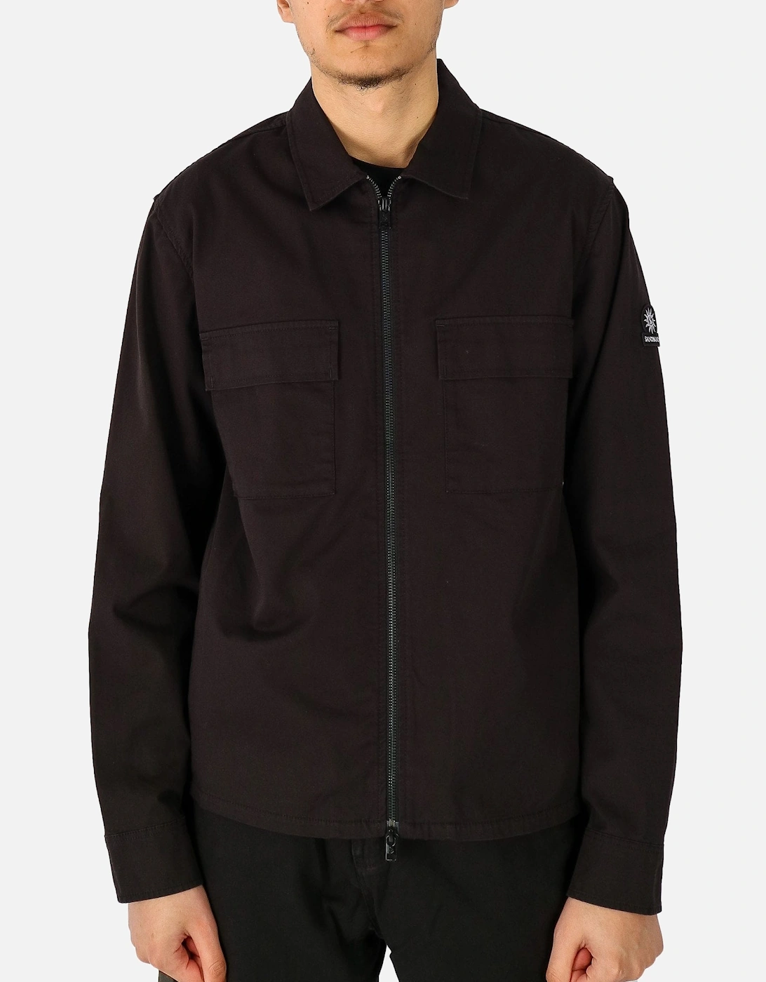 Gabardine Zip Black Overshirt Jacket, 5 of 4