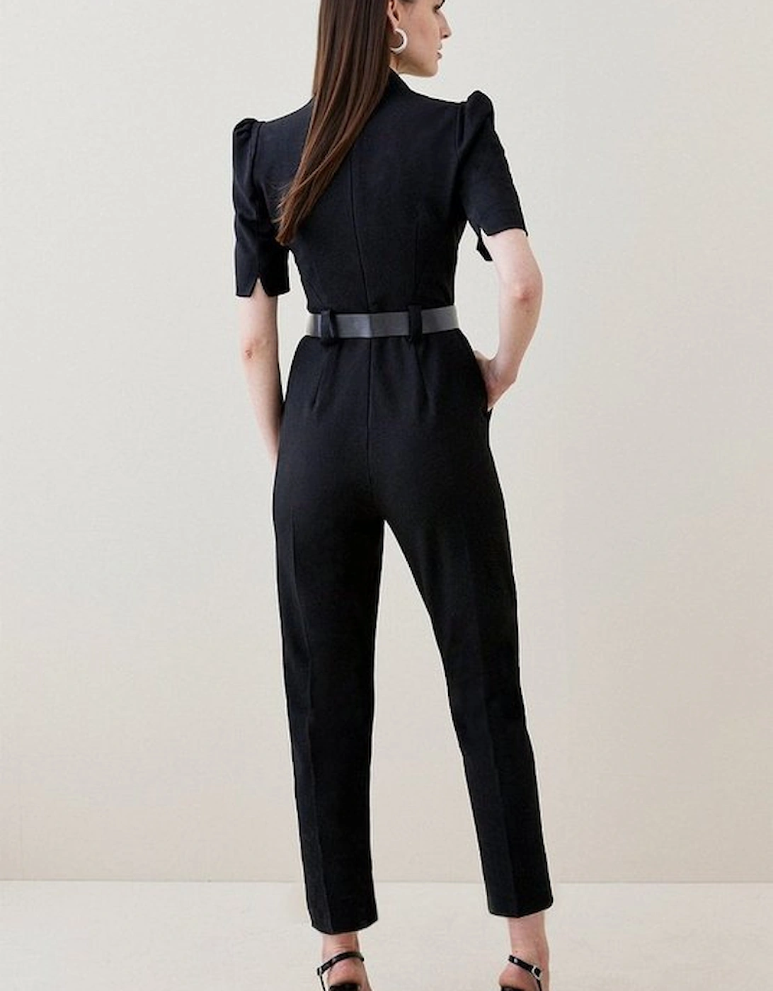 Structured Crepe Forever Belted Jumpsuit