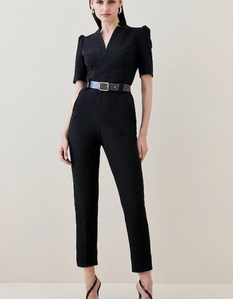 Structured Crepe Forever Belted Jumpsuit