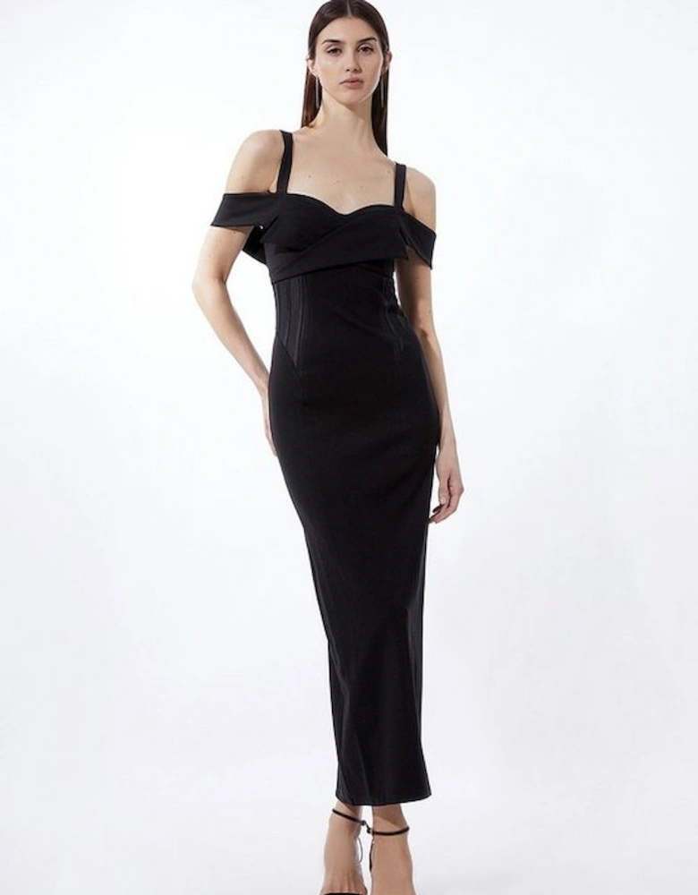 Ponte And Power Mesh Jersey Maxi Dress