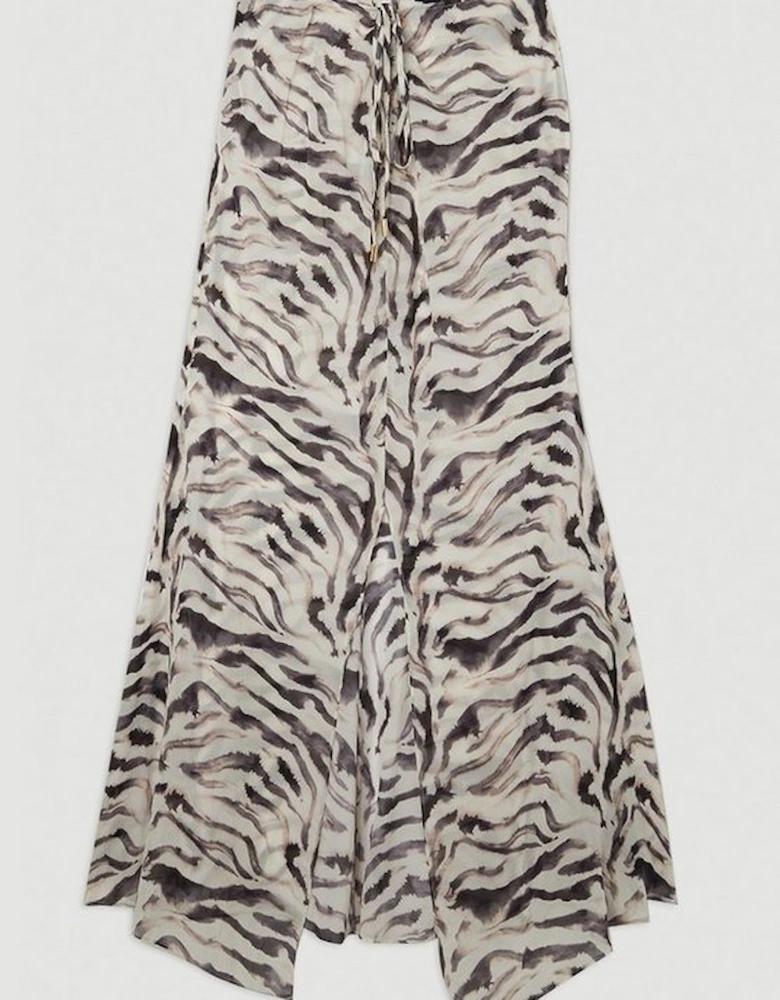 Animal Print Ruched Beach Skirt