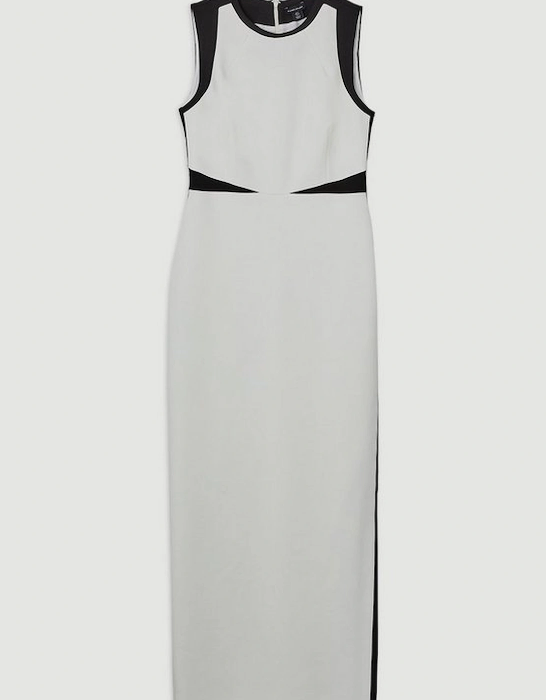 Compact Stretch Contrast Panel Tailored Maxi Dress