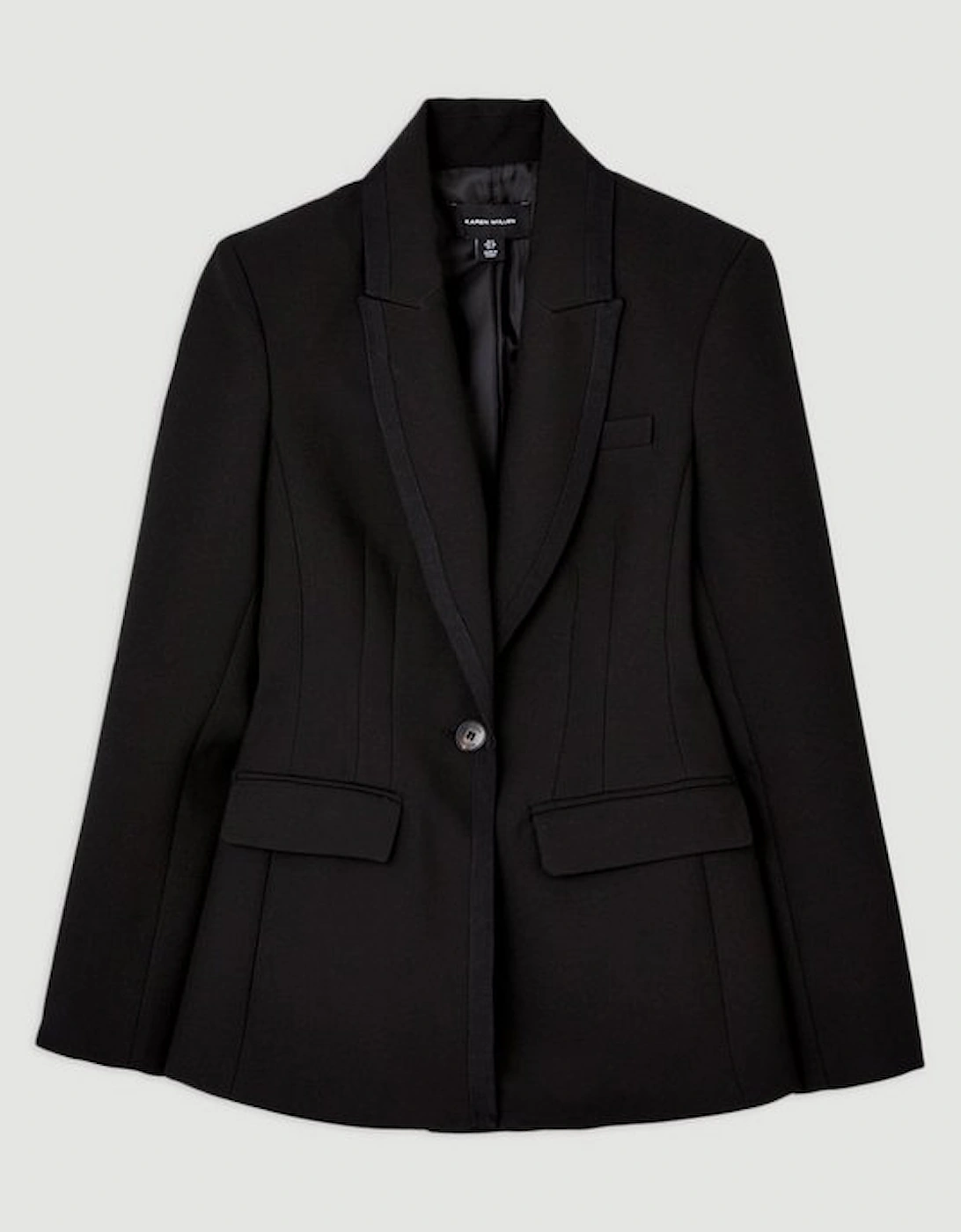 Clean Tailored Grosgrain Tipped Single Breasted Blazer