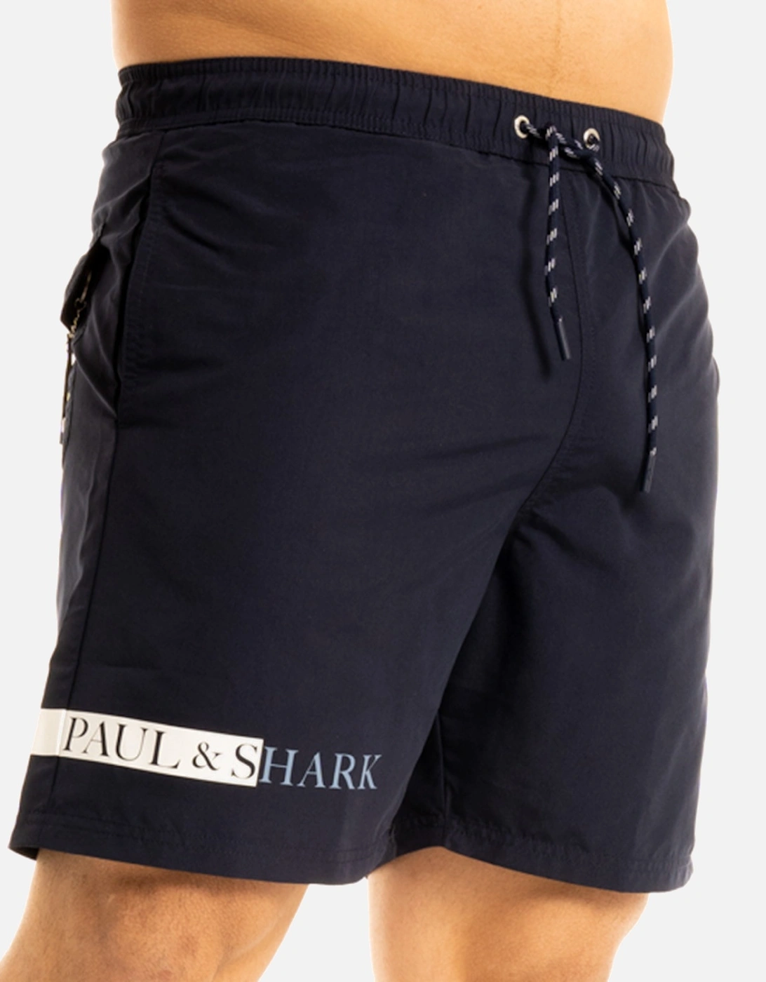 Men's Paul & Shark Mens Leg Logo Swim Shorts (Navy) - Size: 35/34/32