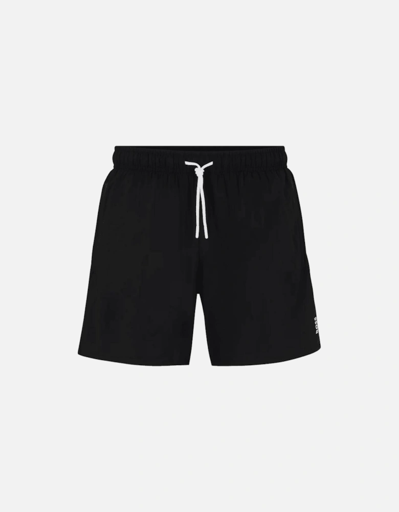 Iconic Stripe Logo Black Swim Shorts