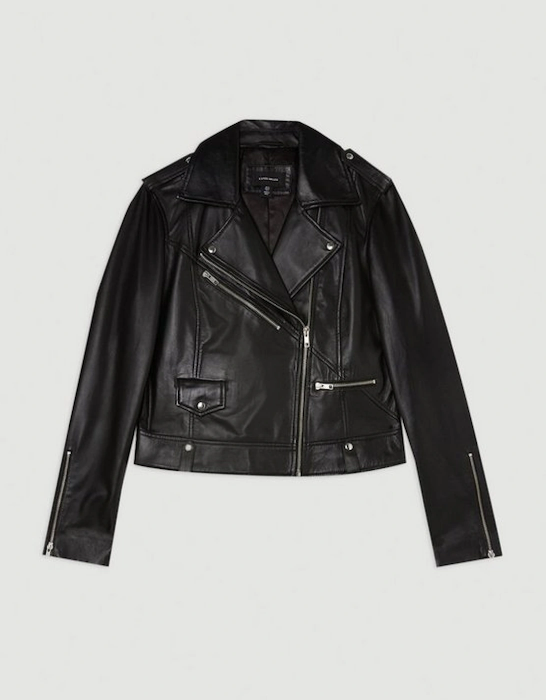 Leather Zip Detail Biker Jacket