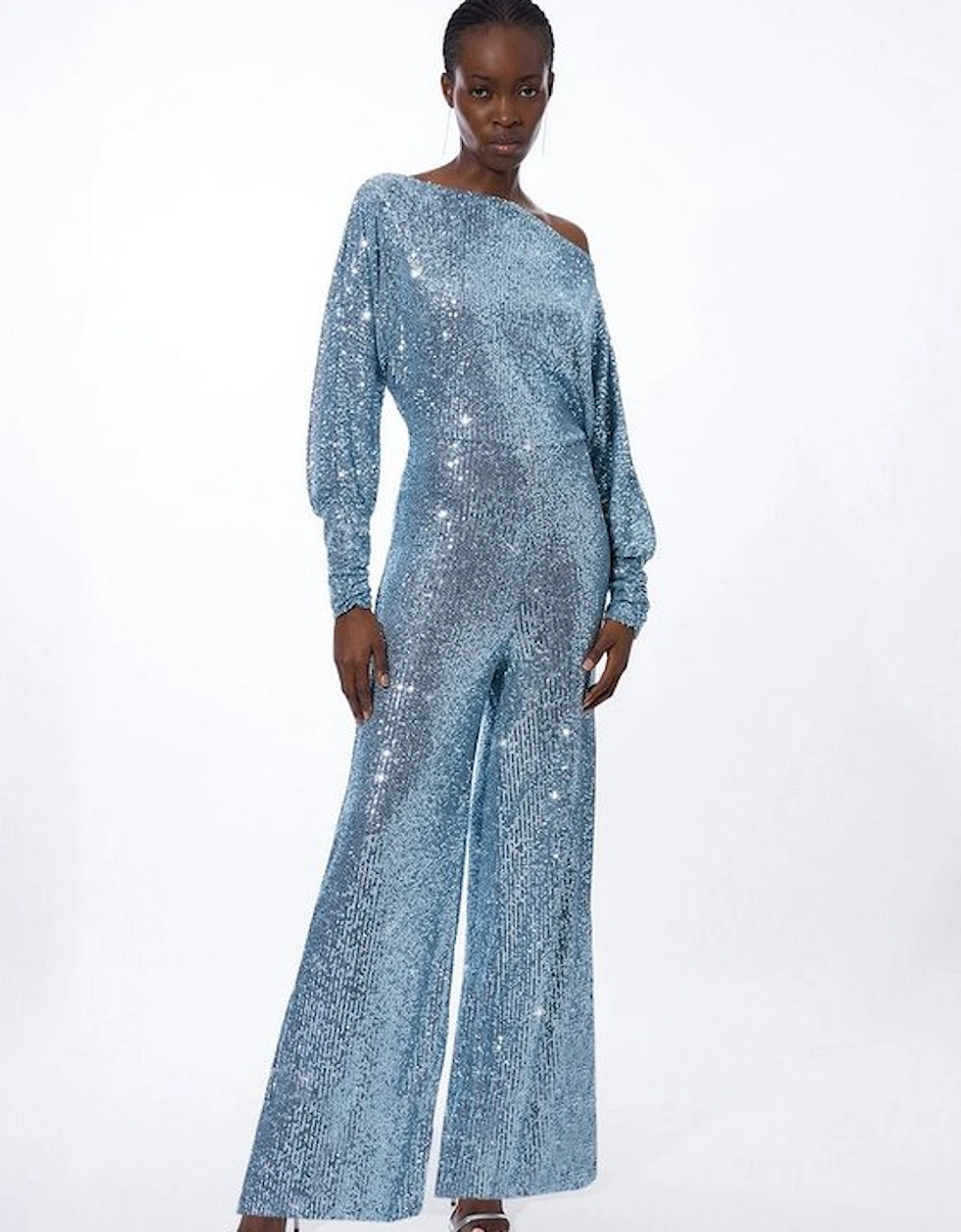 Tall Stretch Jersey Sequin Wide Leg Jumpsuit, 4 of 3