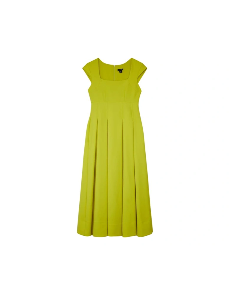 Clean Tailored Square Neck Full Skirted Midi Dress