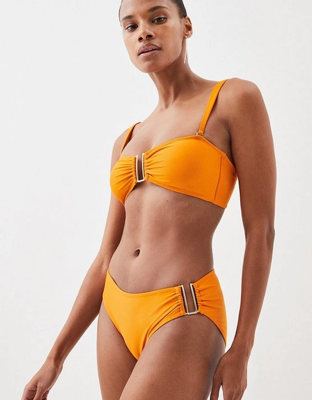 Detachable Strap Gold Trim Bikini Top, 6 of 5