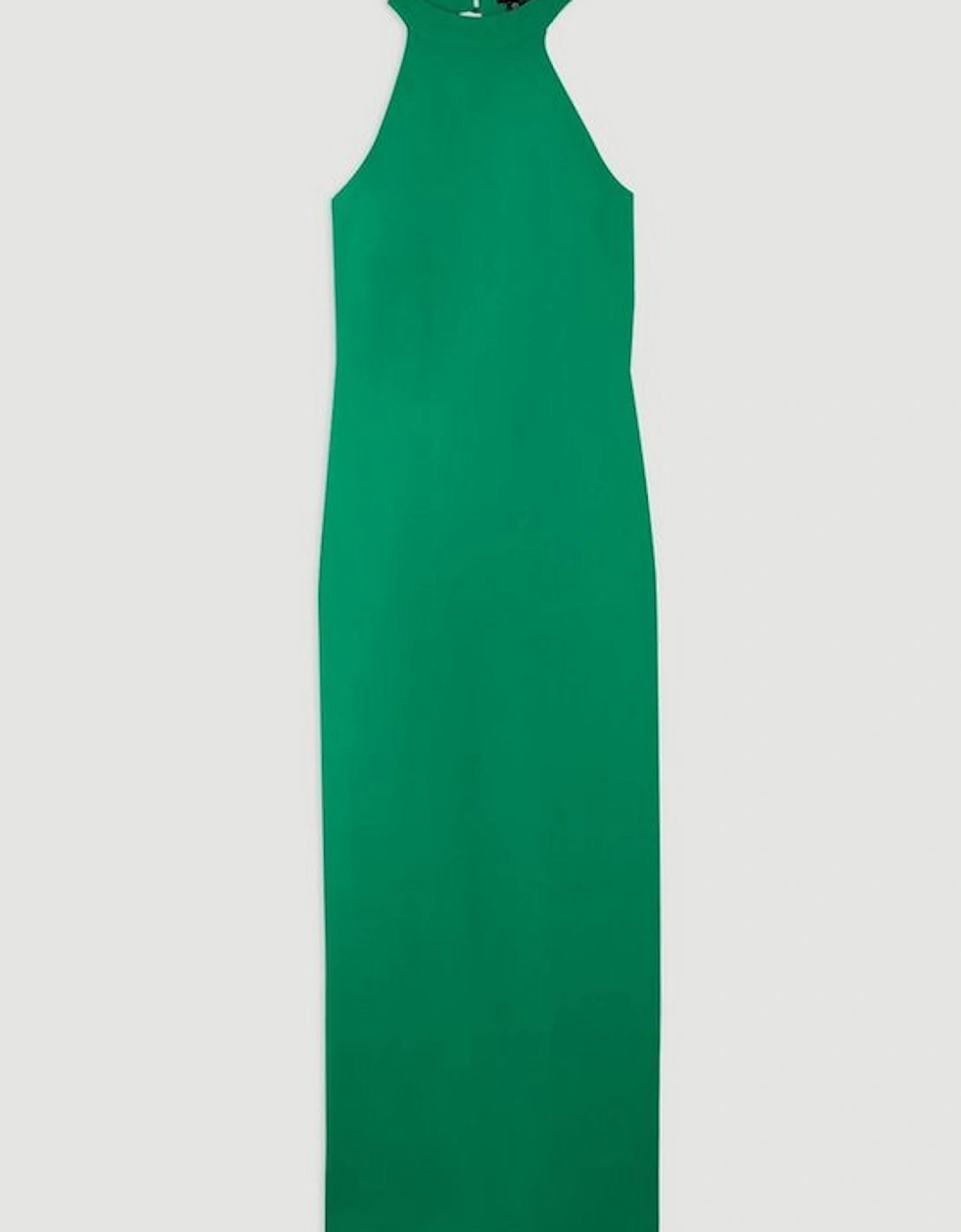 Fluid Tailored Halterneck Open Back Maxi Dress