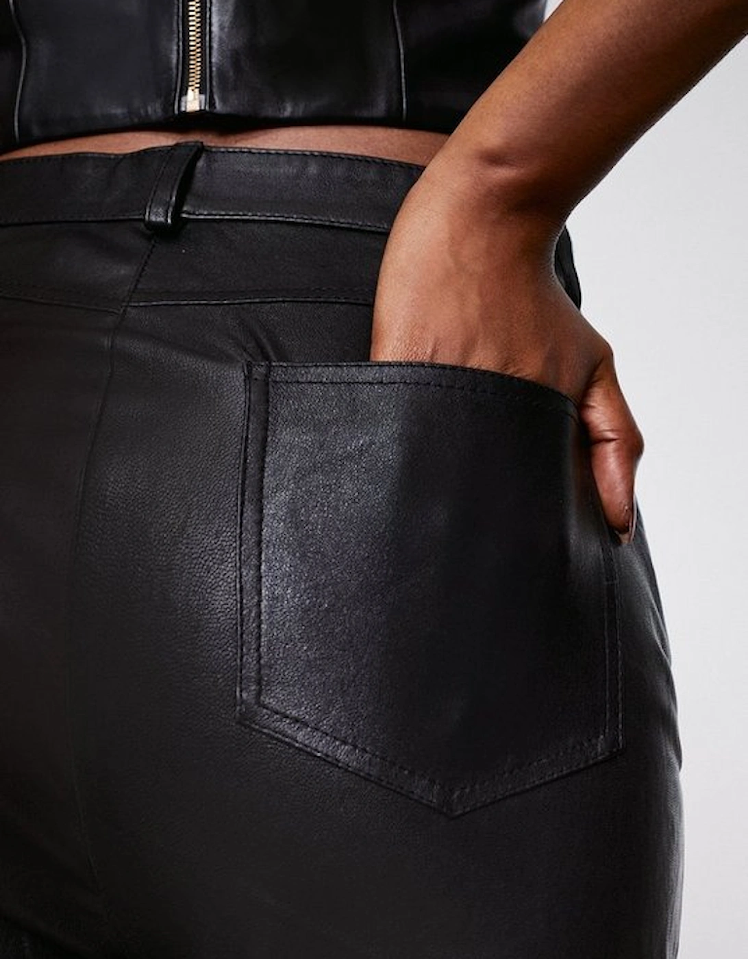 Stretch Leather Five Pocket Jean