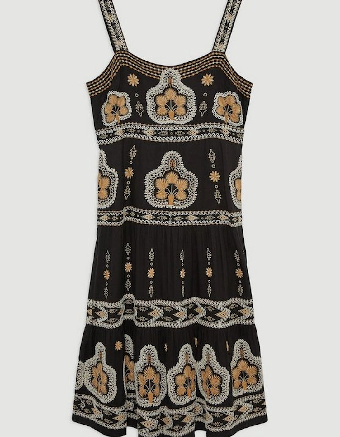 Plus Size Woven Embroidered Strappy Woven Midi Dress