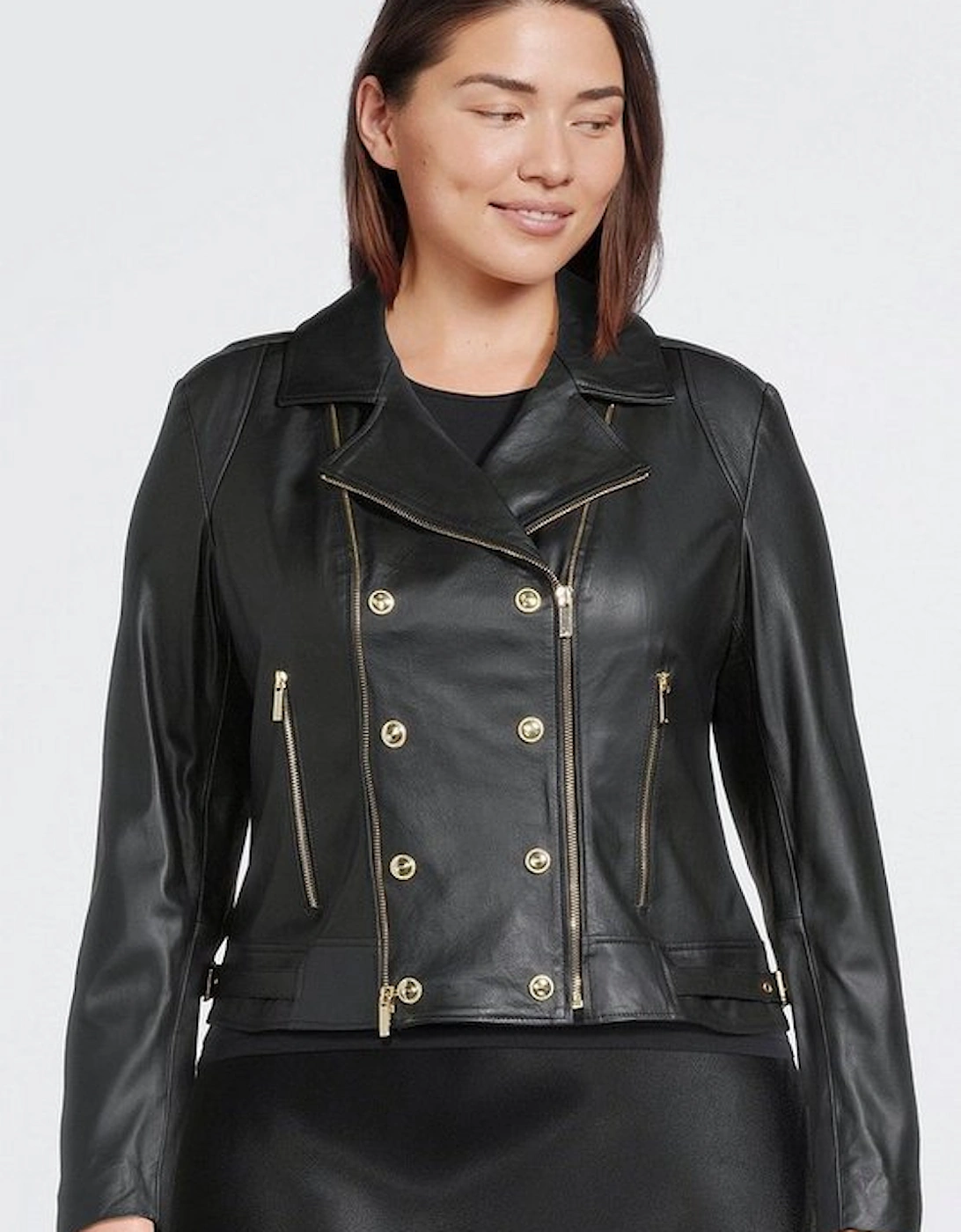 Plus Size Leather Military Biker, 5 of 4
