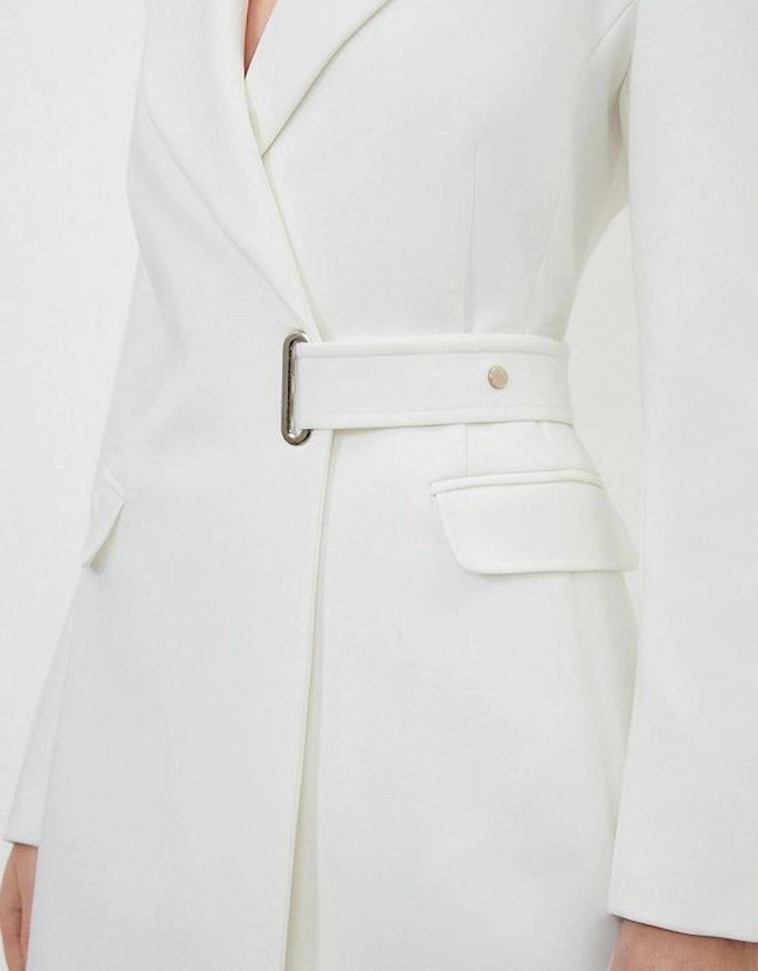 Compact Stretch Side Tie Detail Midi Coat