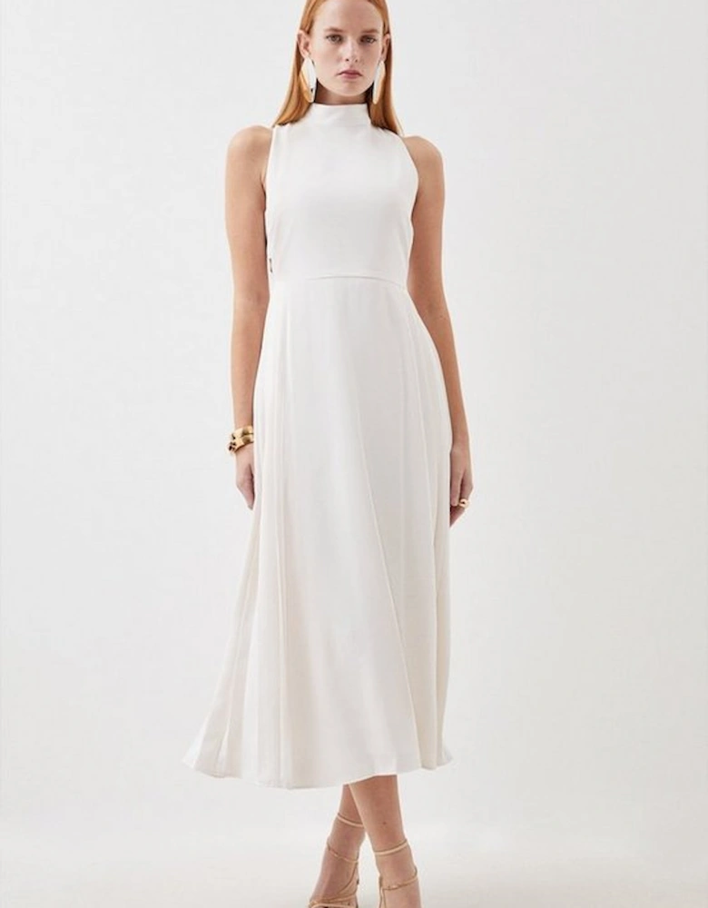 Soft Tailored Pleated Panel Maxi Dress