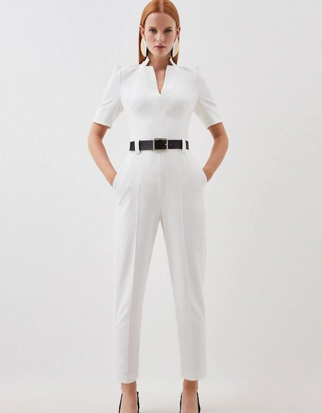 Tailored Structured Crepe Forever Belted Jumpsuit, 4 of 3