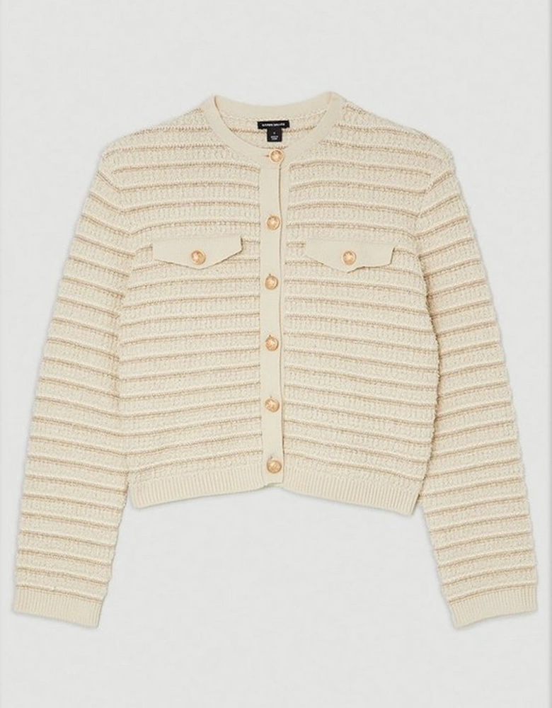 Textured Military Trim Knit Jacket