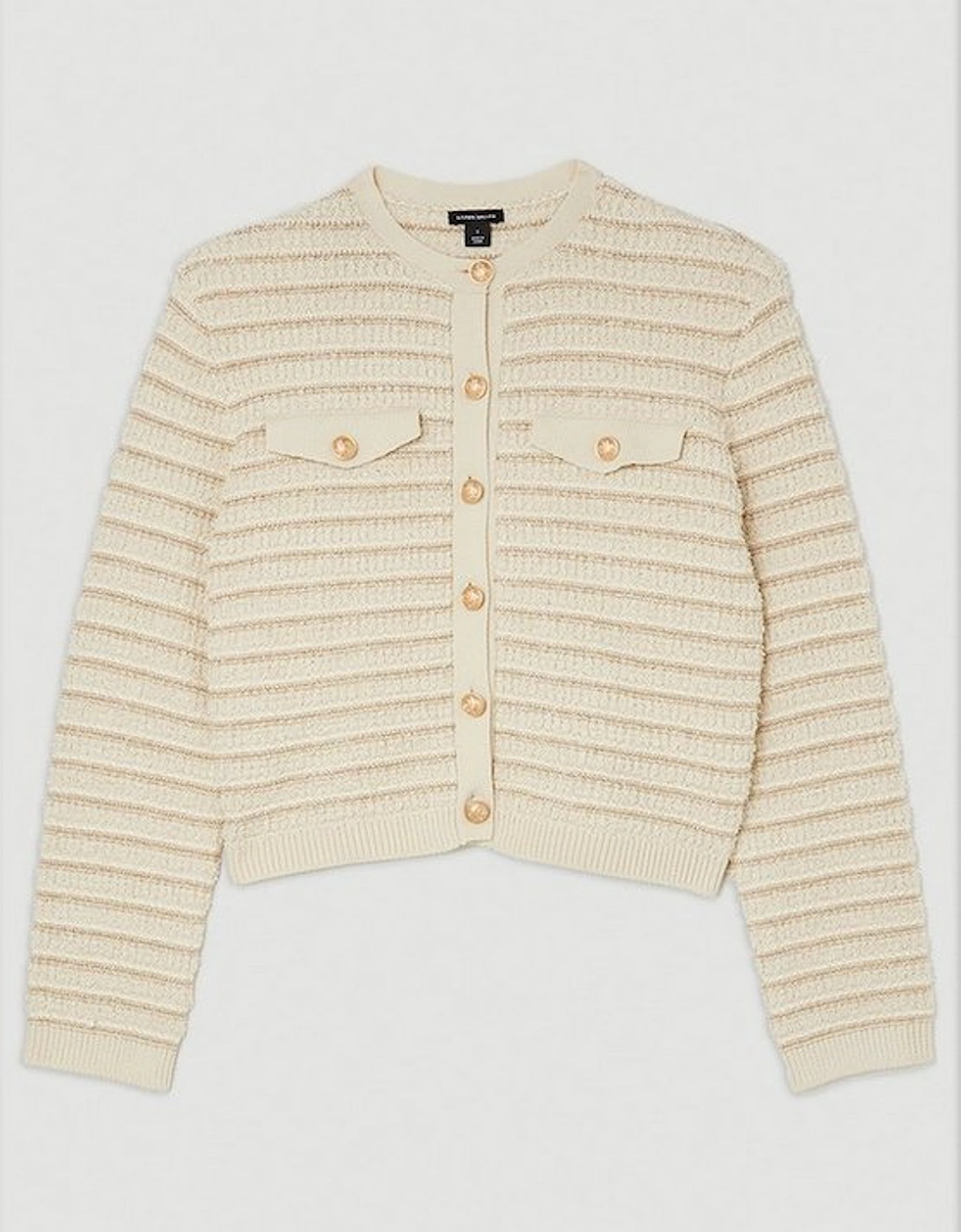 Textured Military Trim Knit Jacket