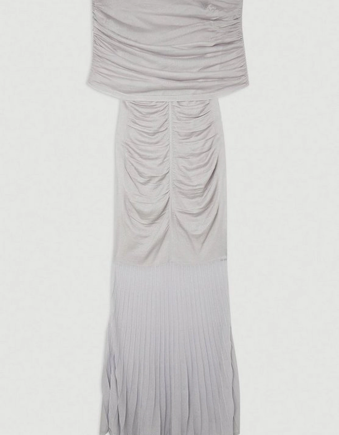 Viscose Blend Slinky Sheer Knit Bardot Maxi Dress