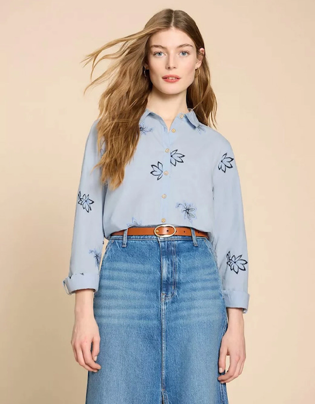 Women's Sophie Embroidered Shirt Blue Multi, 9 of 8