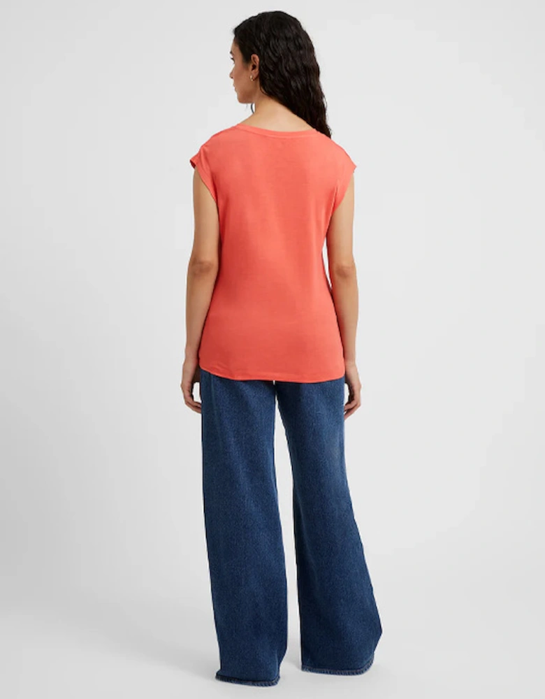 Great Plains Women's Soft Touch Jersey V Neck Top Hot Coral