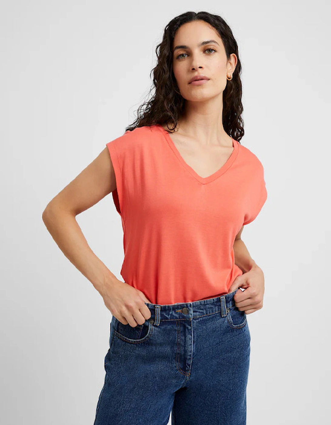 Great Plains Women's Soft Touch Jersey V Neck Top Hot Coral, 6 of 5