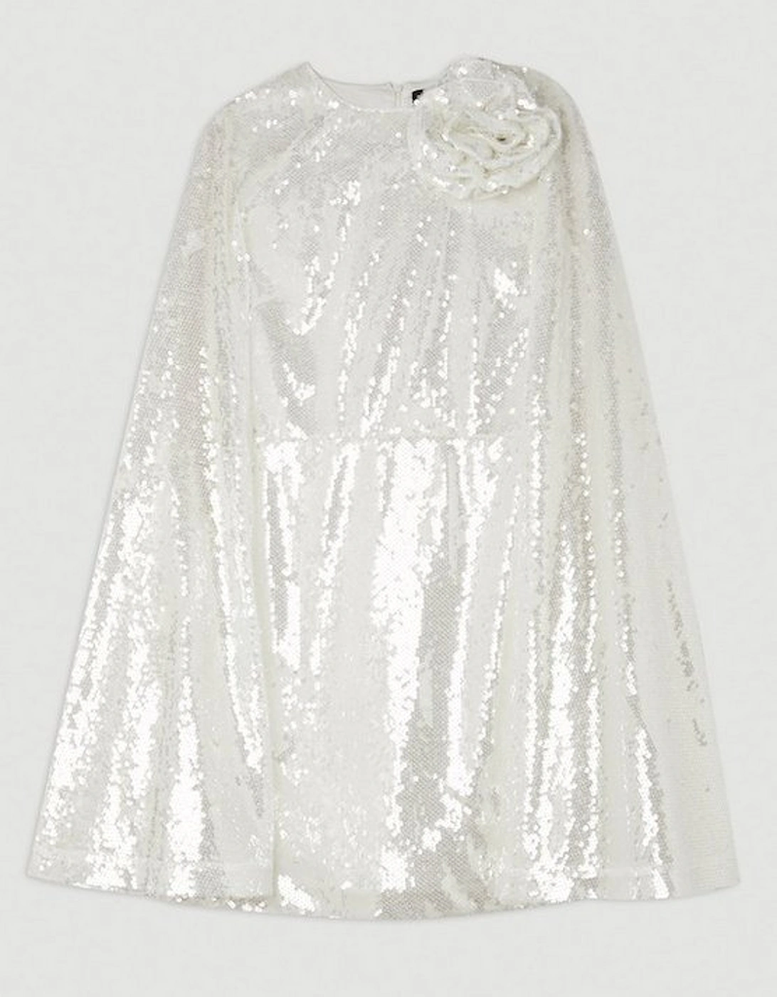 Sequin Rosette Cape Mini Dress