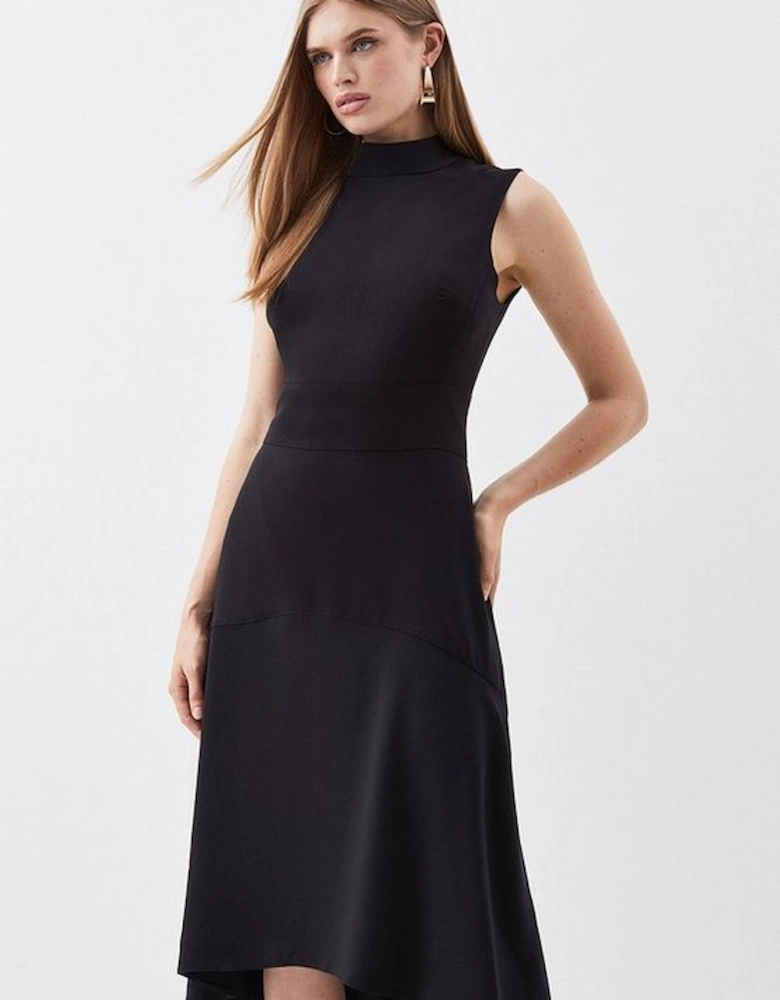 Soft Tailored High Low Midi Dress