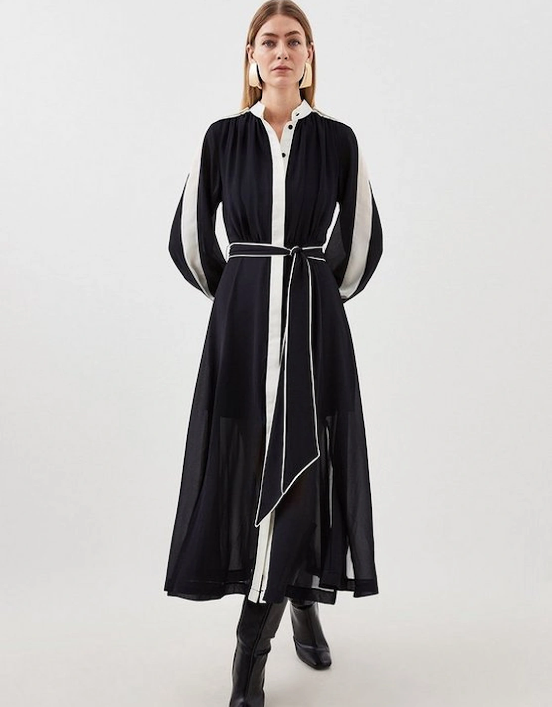 Military Mono Belted Woven Midi Dress, 6 of 5