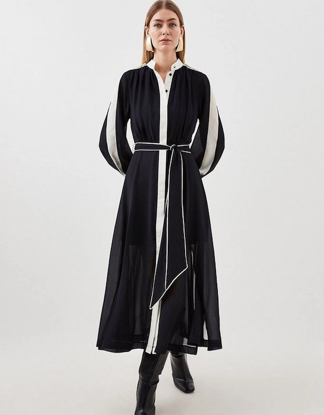 Military Mono Belted Woven Midi Dress, 5 of 4