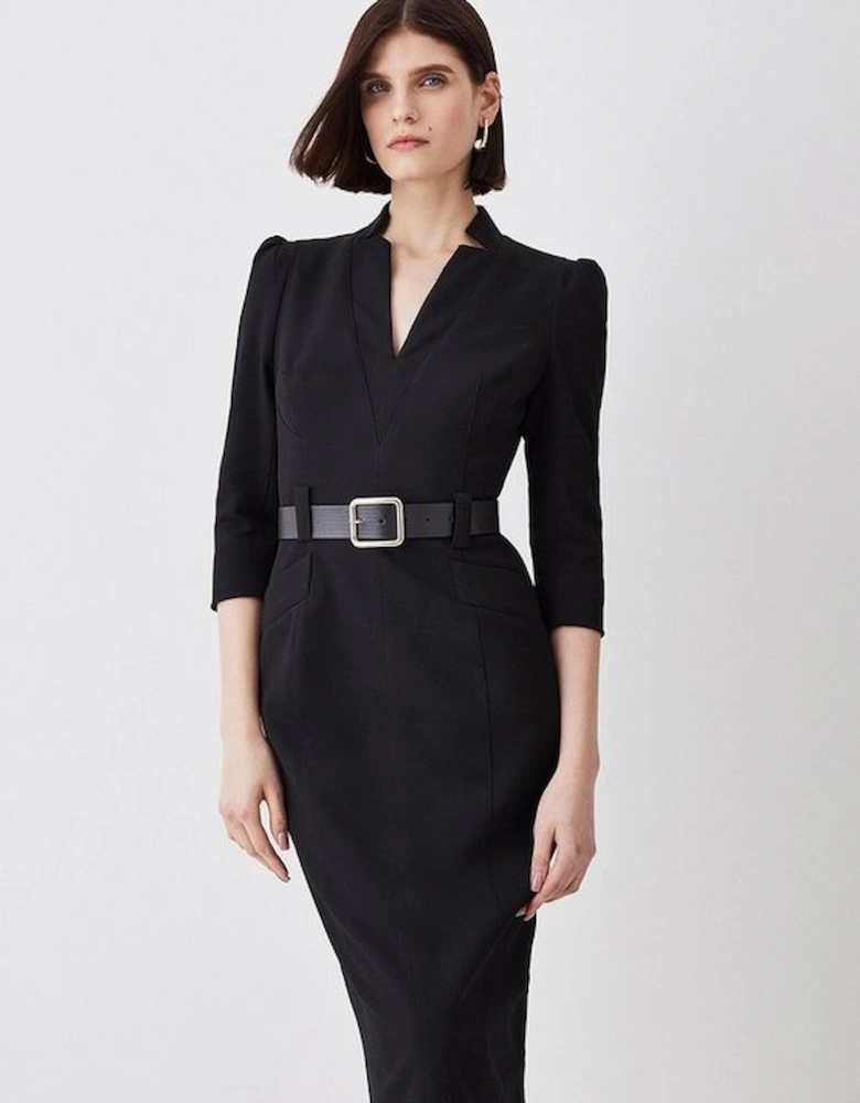 Forever Belted Midi Pencil Dress